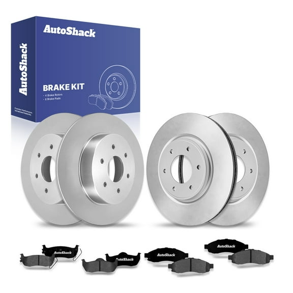 AutoShack Front Vented & Rear Solid Brake Rotors   Ceramic Pads 12-PC Brake Kit Replacement for 2007 Nissan TITAN
