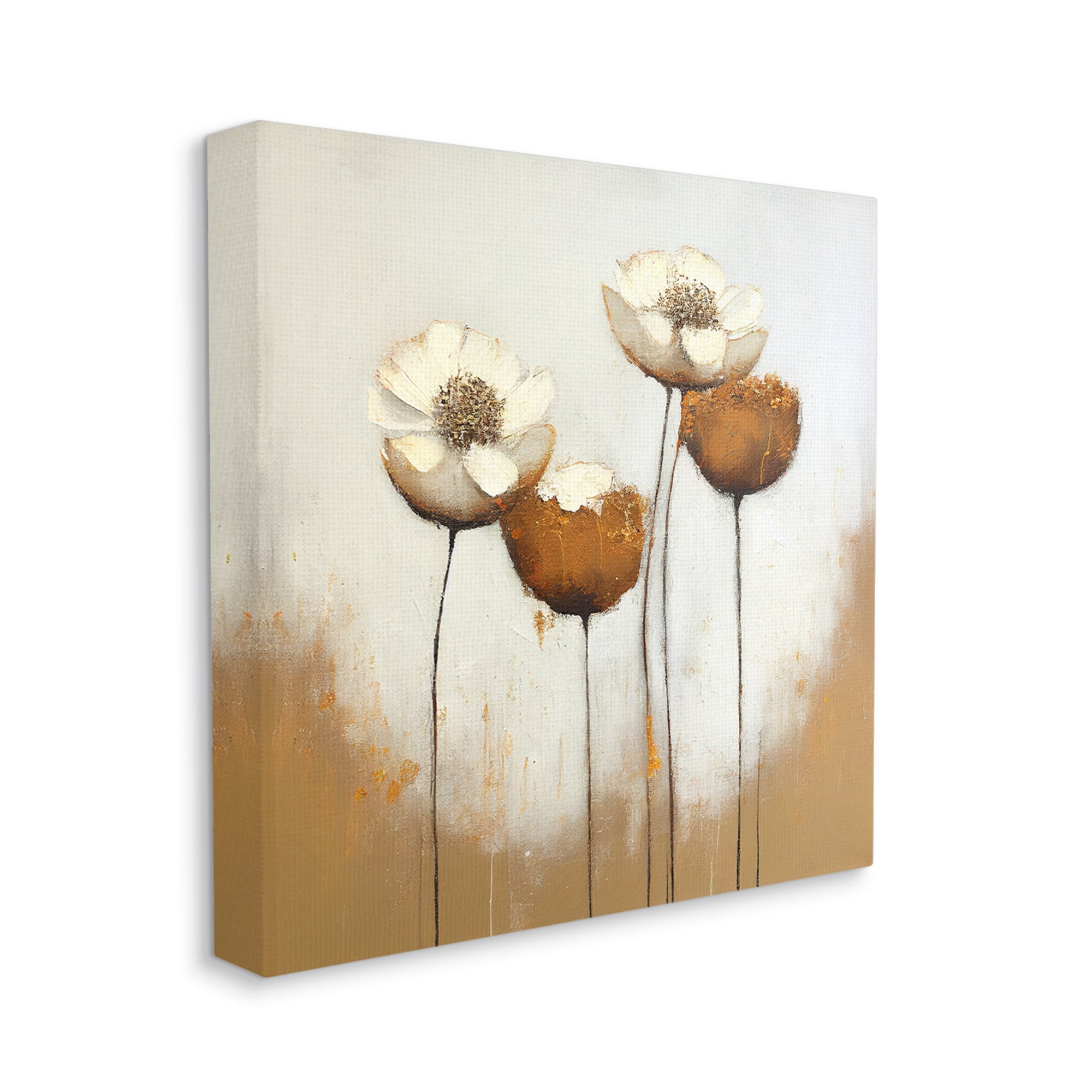 Stupell Industries Brown & White Tulips Botanical & Floral Painting Gallery Wrapped Canvas Art Print Wall Art, 17 x 17