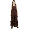 thumbnail image 4 of Bimba Sexy Summer Spaghetti Strap Sundress V-Neck Casual Ruffle Long Maxi Beach Dress, 4 of 9