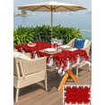 thumbnail image 4 of Outdoor Tablecloth with Umbrella Hole and Zipper, Red Christmas Rectangle Table Cloth 60x84 Inch Waterproof Tablecloth, Winter Snowman Pine Tree Deer Snowflakes Picnic Table Cover for Patio Camping, 4 of 7