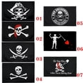 thumbnail image 1 of Bandera de pirata con calavera grande, Bandana roja con huesos, doble cuchillo, tres cuchillos, Pirata, Cruz, horquilla, amor, beber, Bandera de pirata, 90x150cm, 1 of 3
