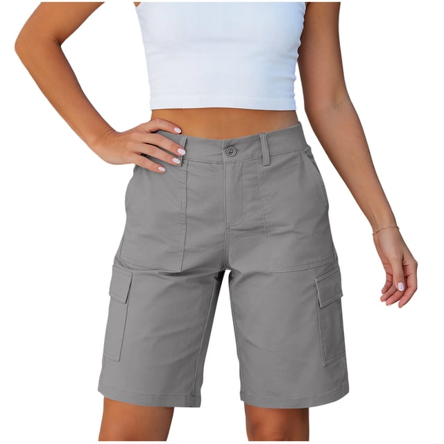 Ziynglg Shorts Cargo pour Femmes Légers Mode Shorts à Jambes Larges Été Amples Décontractés Randonnée Course Shorts
