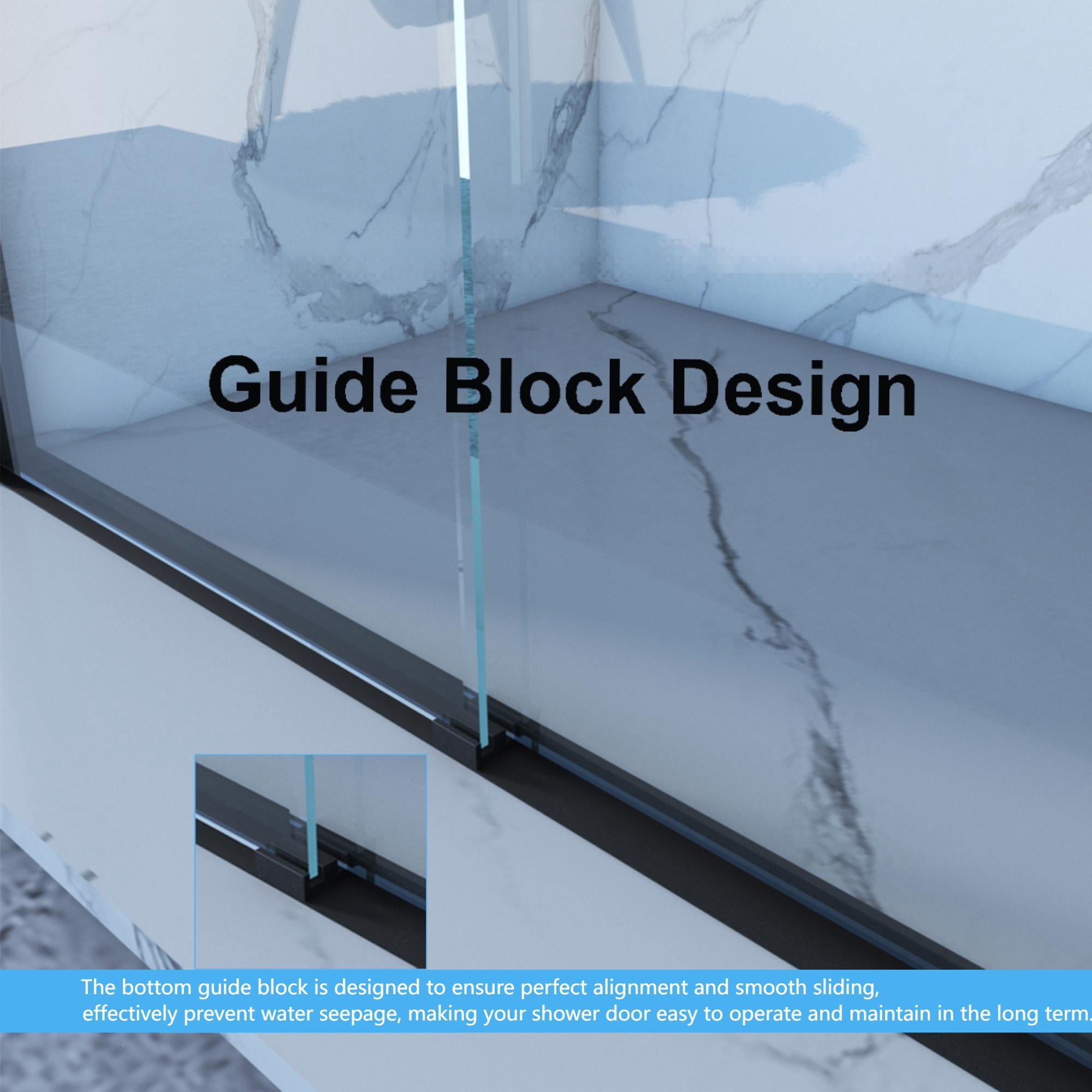 Aukfa 56-60"W x70" H Double Sliding Shower Door, Bypass Bathroom Sliding Door, 5/16" Tempered Glass, Matte Black