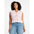 thumbnail image 2 of Time and Tru Women's Textured Tie Front Top, Sizes XS-XXXL, 2 of 6