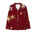 thumbnail image 5 of Enjoytime Pajamas for Women Christmas Printed Lapel Button Down Shirts and Pants Matching Sleepwear Long Sleeve Soft Loungewear Comfy 2 Piece Outfits, 5 of 7