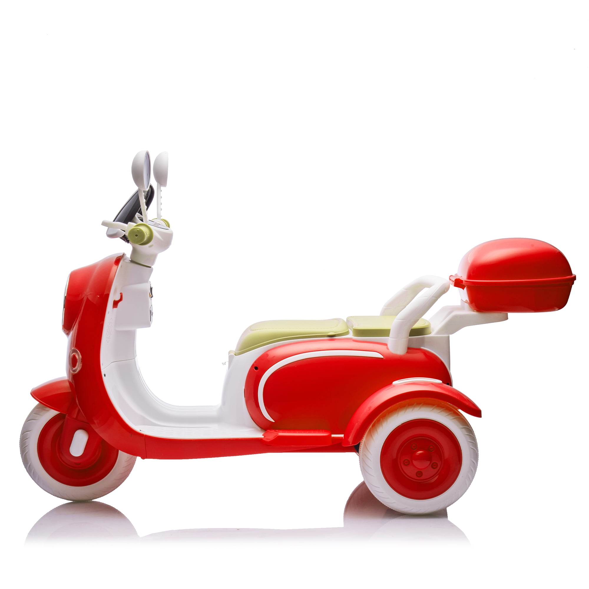 Xuanlur Upgrade 12V 2 Seater Dual Motor Kids Motorcycle, Girls Ride on Toys with Storage Compartments, Slow Start, USB, Bluetooth, Motorcycle for Kids Aged 3+(Red)