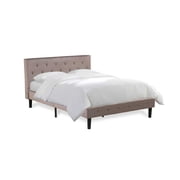 Rustic Revival Furniture Platform Bed - Button Tufted Velvet Fabric Padded Headboard & Footboard, Black Legs