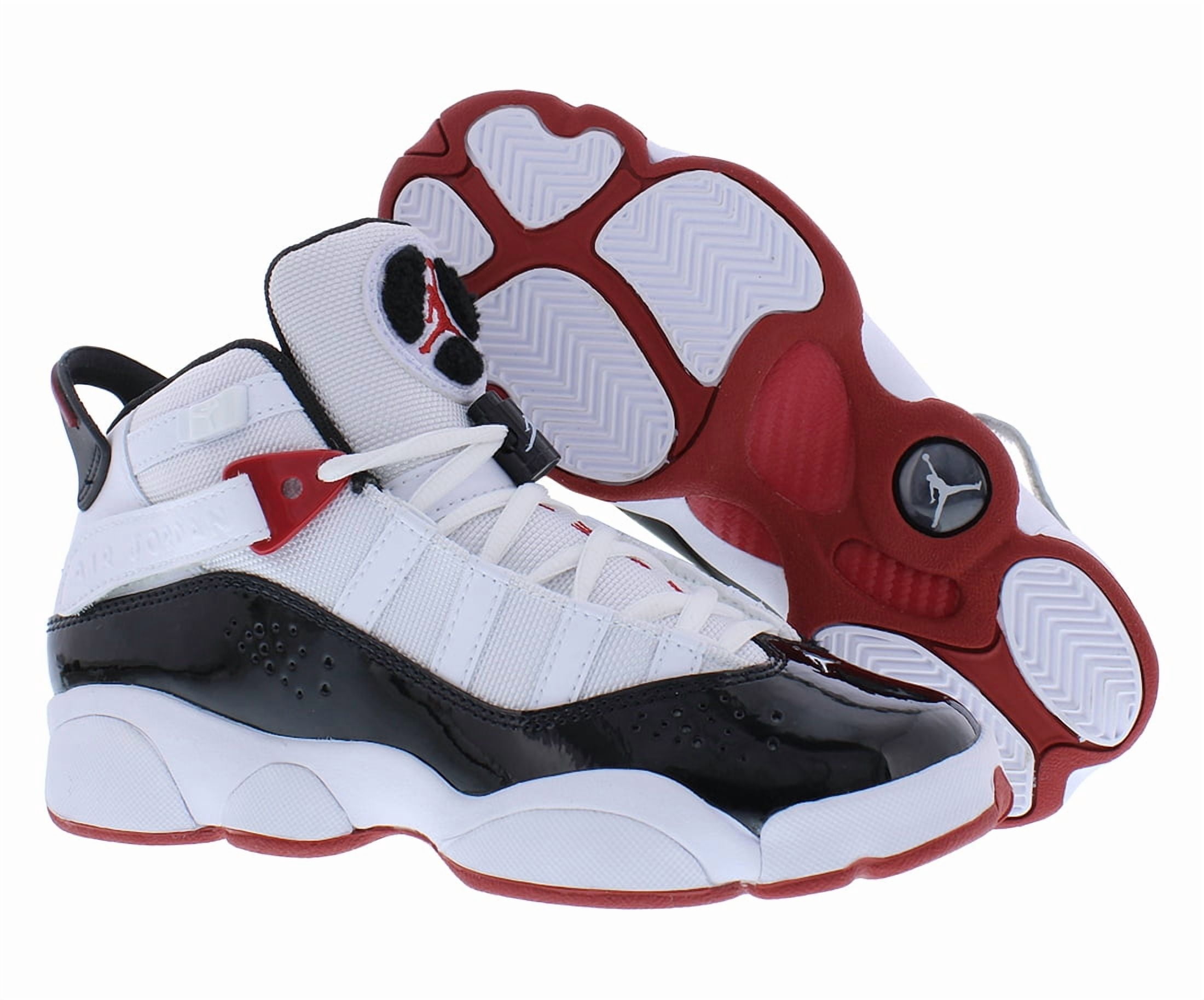 red black white six rings