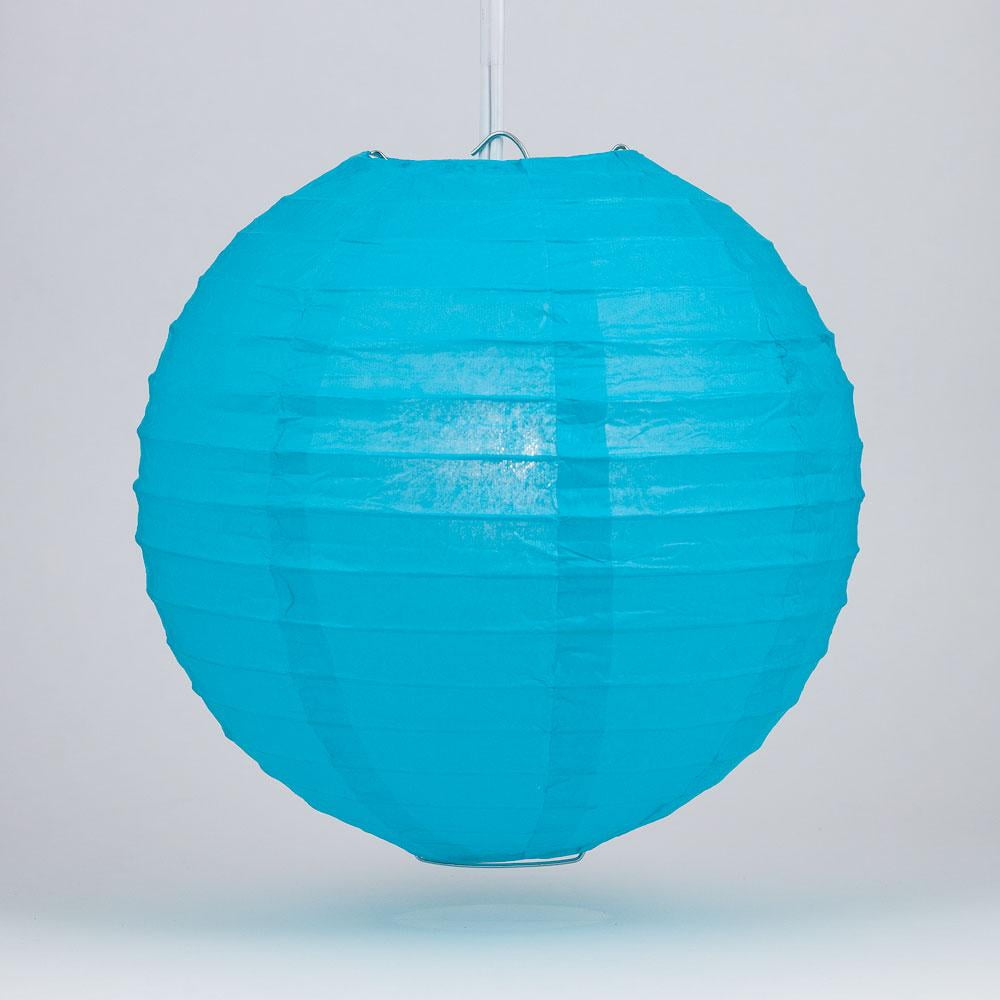 Premium Paper Lantern, Lamp Shade (20-inch, Parallel Ribbed, Pool Blue)
