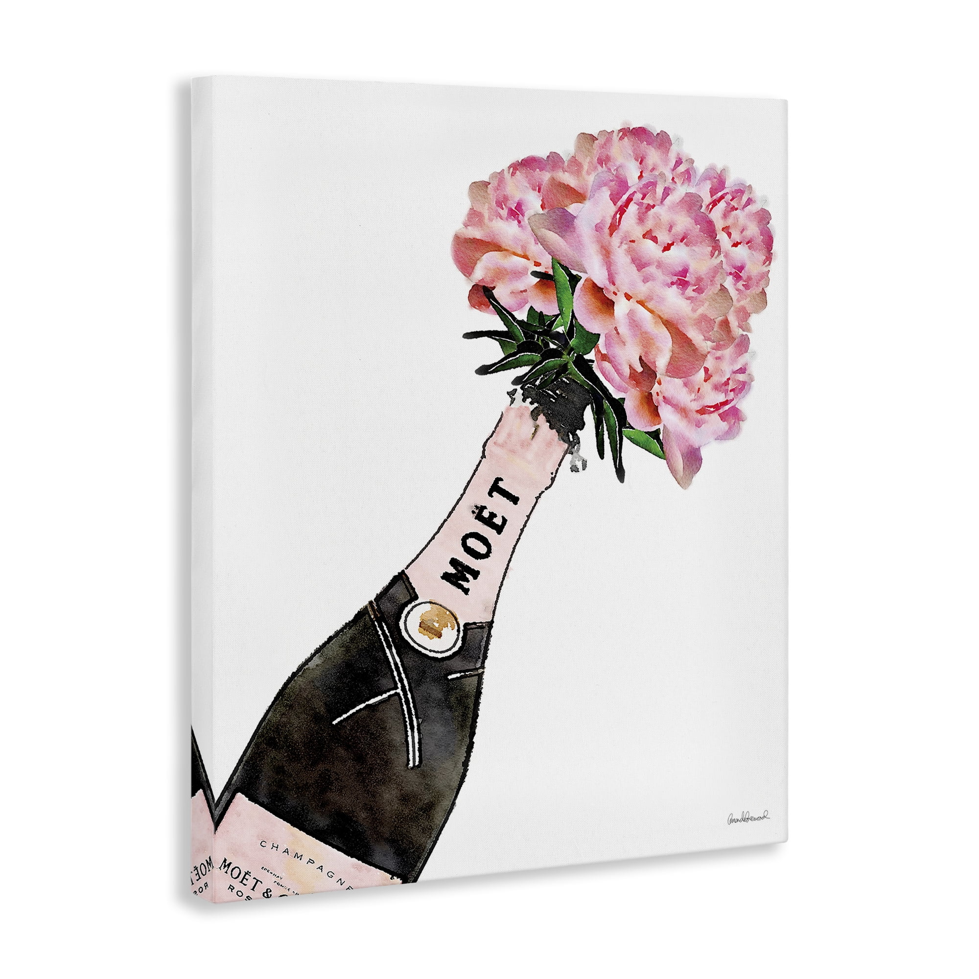 Stupell Industries Pink Champagne Bouquet Botanical & Floral Painting Gallery Wrapped Canvas Art Print Wall Art, 16 x 20