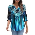 thumbnail image 3 of cocolona Womens Summer V Neck 3/4 Sleeve Tops Dressy Casual Blouses Fashion Casual Loose Cute Print T-shirts Trendy Tops 2025, 3 of 5