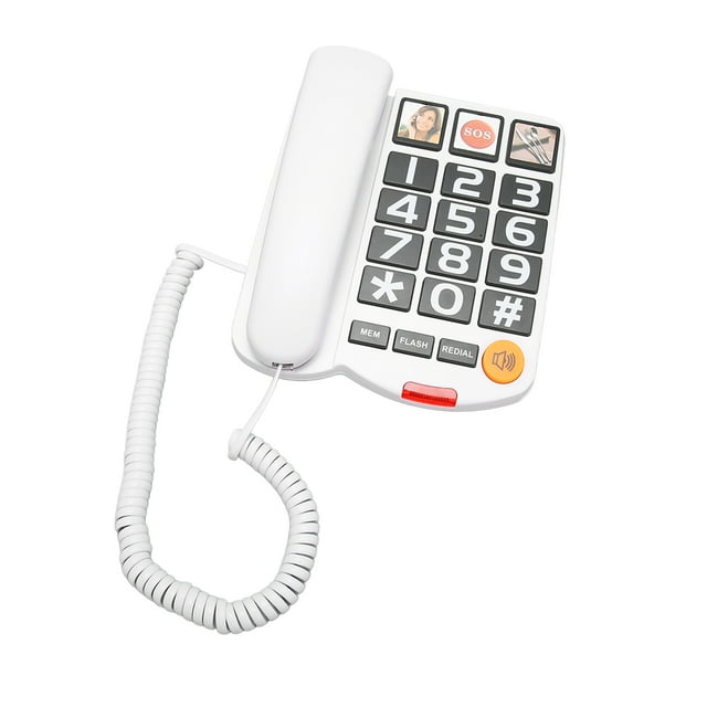 Teléfono de Botón Grande para Personas Mayores Teléfono Fijo Multifunción con Marcación de un Toque Manos Libres con Altavoz para Personas con Discapacidad Auditiva