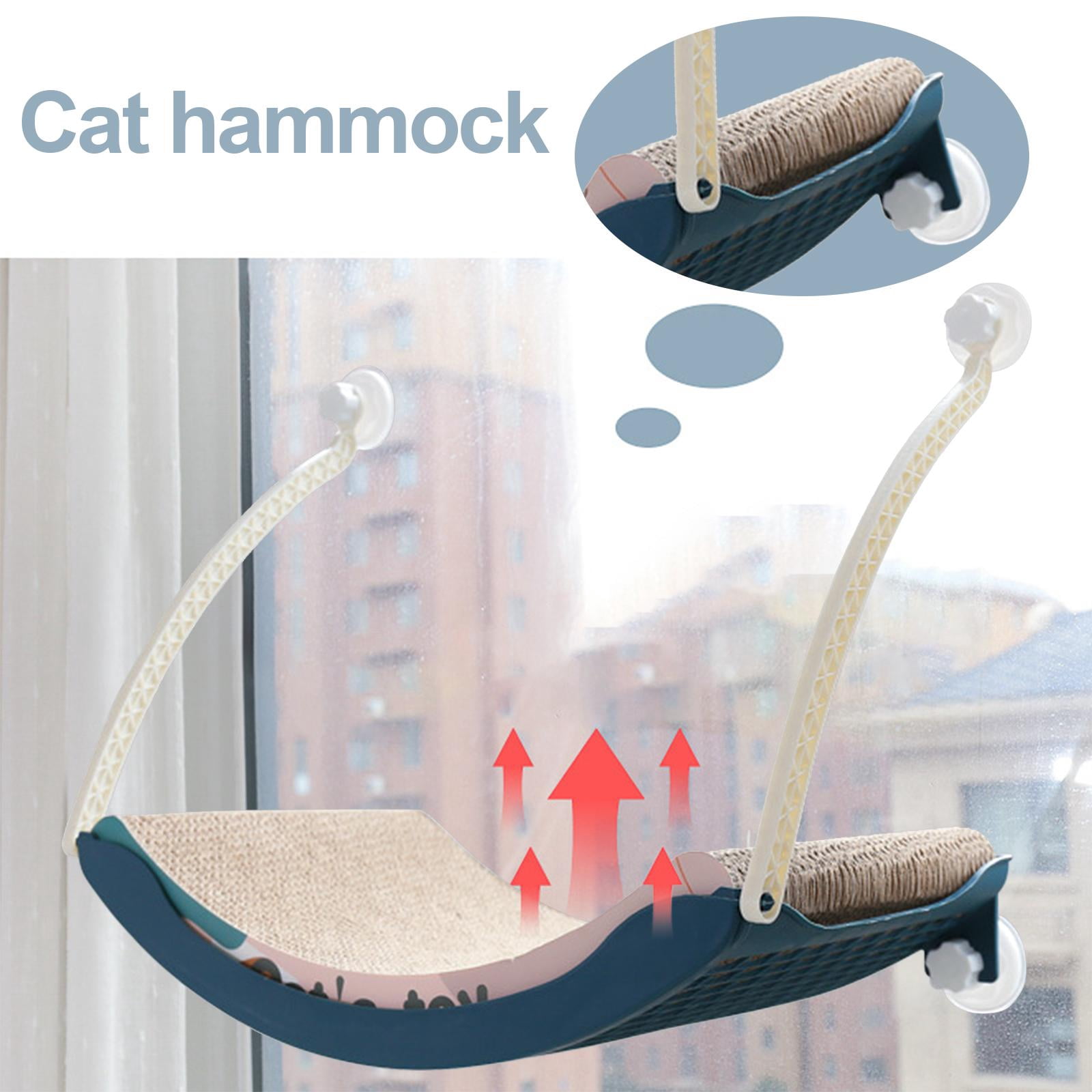 Bvdfgk Cat Bed Cat Window Perch Hanging Detachable Suction Cup Window Seat Space Saving Blue Scratch Board