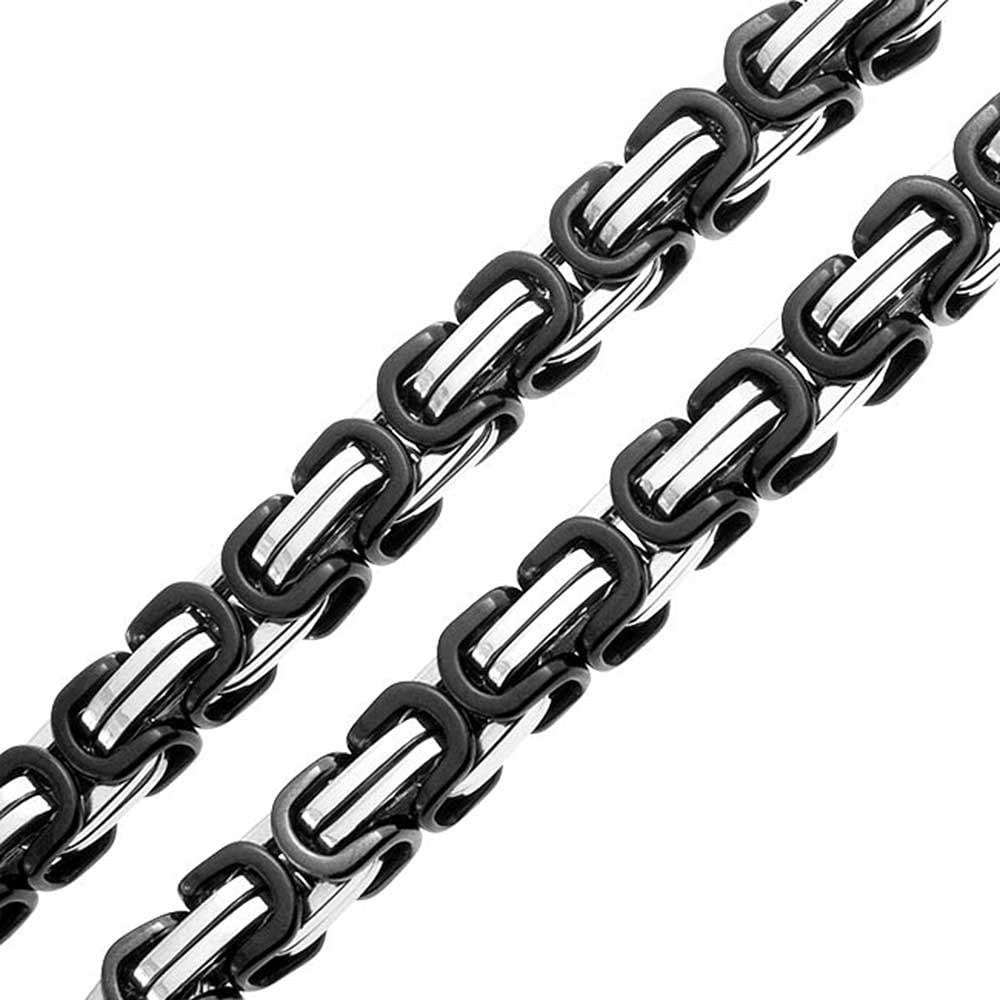 Bling Jewelry Mechanic Byzantine Biker Jewelry Urban Double Link Flexible Heavy Chain Necklace Men Teen Gold Silver Two Tone Stainless Steel 20 Inch O
