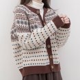 thumbnail image 3 of Minnieouse Suéter de moda para mujer, cárdigan de otoño, abrigo estampado de punto con botón, Top cálido de manga larga, ropa suelta informal Abrigos y chamarras Beige Minnieouse AP015541-02, 3 of 6