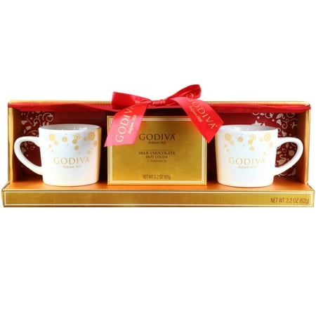 Hot Cocoa Set Godiva Cocoa for Two Gift Set | Contains 2 Reusable Mugs (12 oz.) and Godiva Milk Chocolate Cocoa Mix ()