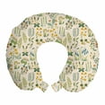 thumbnail image 1 of Nature Travel Pillow Neck Rest, Repetitive Pattern of Pastel Toned Botanical Elements Herbal, Memory Foam Traveling Accessory Airplane and Car, 12", Champagne Multicolor, by Ambesonne, 1 of 2