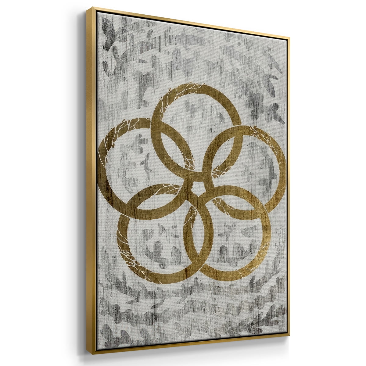 Five Golden Rings - Gold Leaf Holiday - Framed Gallery Wrapped Holiday Canvas - 27 x 41 - Gold Frame