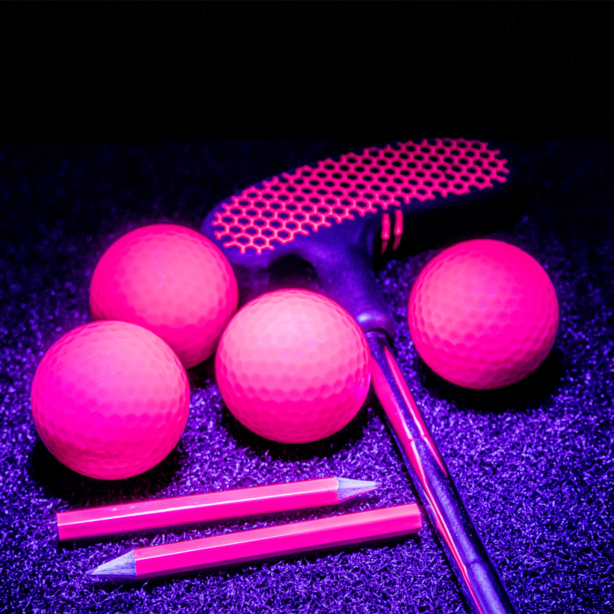 Blacklight Pink Golf Balls 12 Pack by GBM Golf