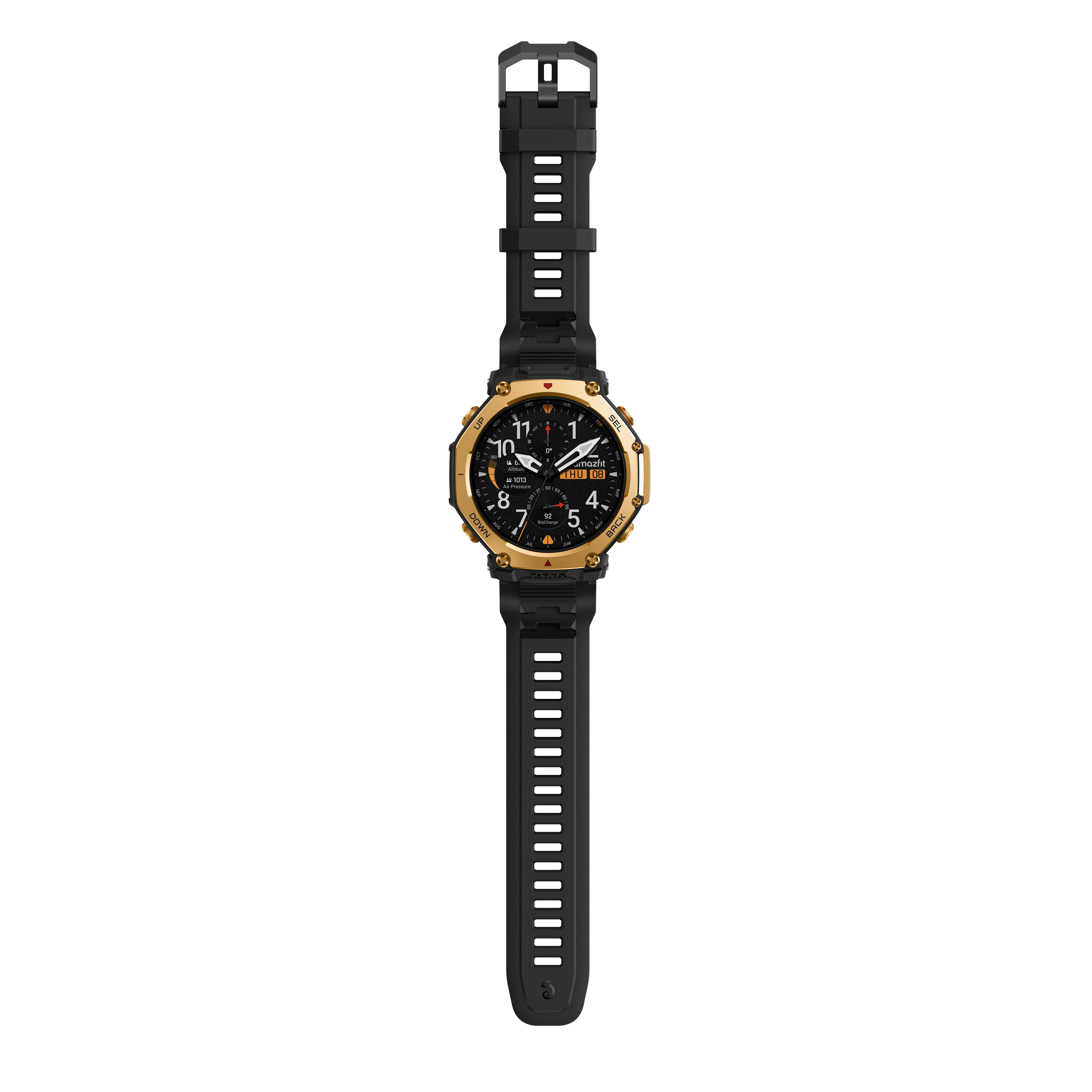 Amazfit T-Rex 3 Pro Outdoor Smart Watch 48mm Sapphire AMOLED Display, Dual Band GPS, Offline Maps, 25 Days Battery, Built-in Flashlight, 10 ATM, 180+ Sports Mode for Android & iPhone, Black Gold