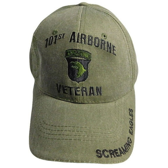 101st Airborne Veteran Screaming Eagles Olive OD Adjustable Embroidered Cap Hat