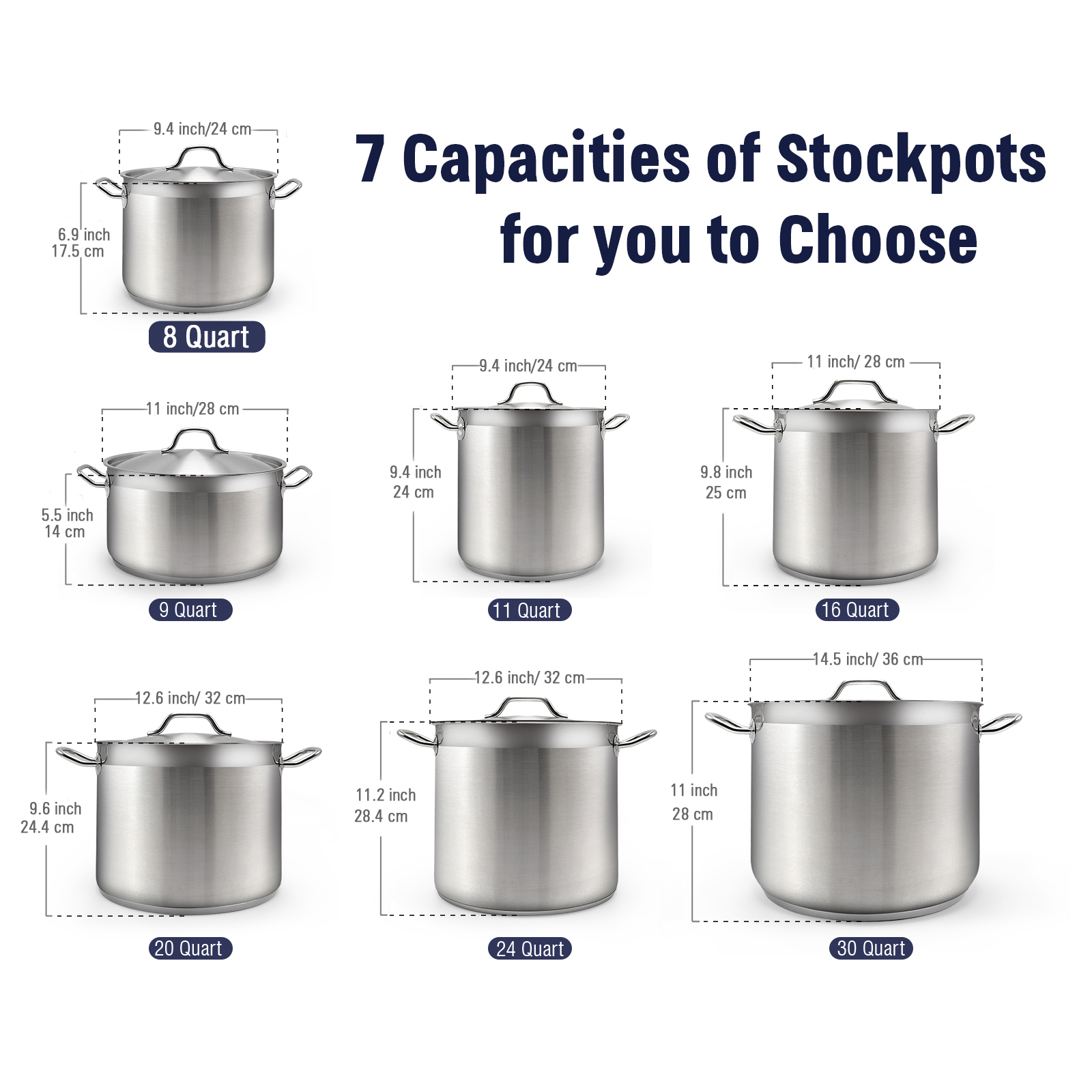 Cooks Standard Stockpots Stainless Steel, 8 Quart Professional Grade Stock Pot with Lid, Silver - image 3 of 8