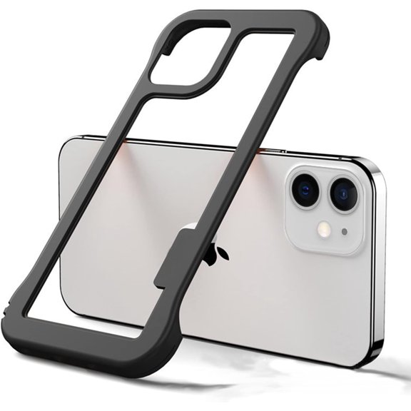 Compatible with iPhone 15 Pro Max Bumper Frame Case Frameless Cooling Heat Dissipation No Backplate Protection Fashion Shockproof Cover for Girls Women Man Black