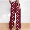 thumbnail image 5 of Mifsaly Wide Leg Flowy Pants for Women Polka Dot Lounge Pants Lightweight Casual Loose Fit Palazzo Trousers Wine,XL, 5 of 5