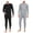 Black/Light Gray, variant on iBerryNY Men Thermal Winter Underwear Long John 100% Cotton Fleece, Light & Dark Gray 2 Pairs, Large