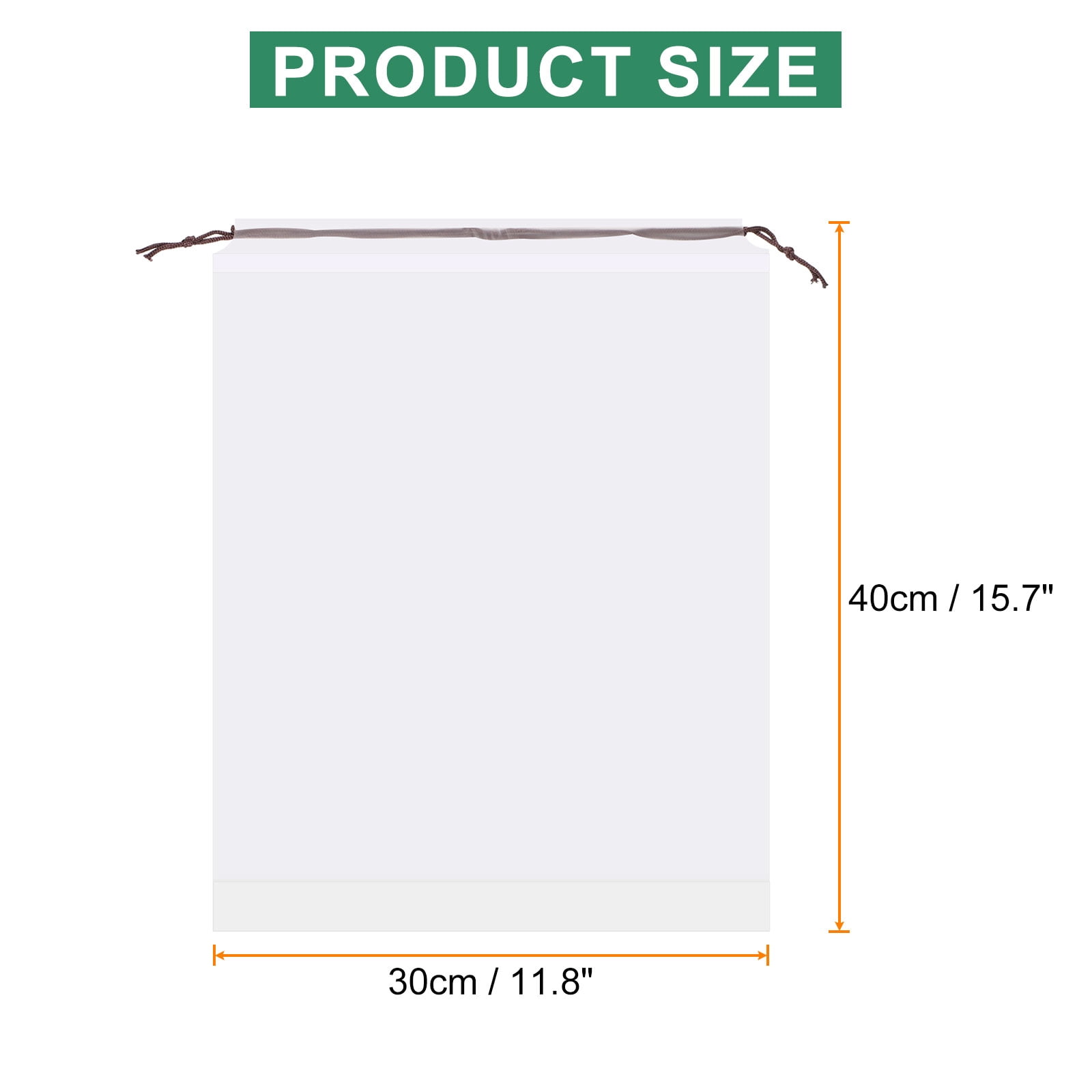 60pcs Transparent Shoe Bags 15.7" x 11.8" Clear PE Waterproof Shoe Bags, White