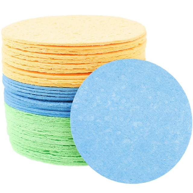 SHISUYAN Cleansing Facial Sponge for Women Assorted Color Gentle on Skin Cellulose Material 30pcs