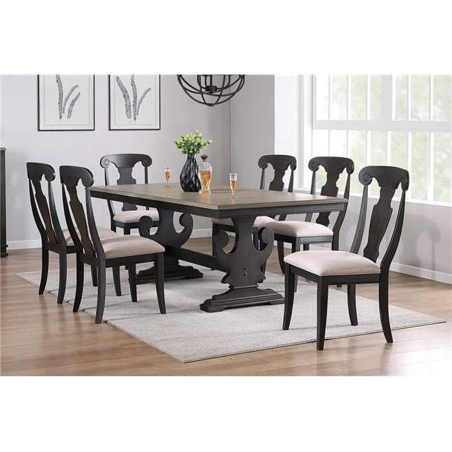 ACME Darcy Rubber Wood and Marble Dining Table in Gray & Dark