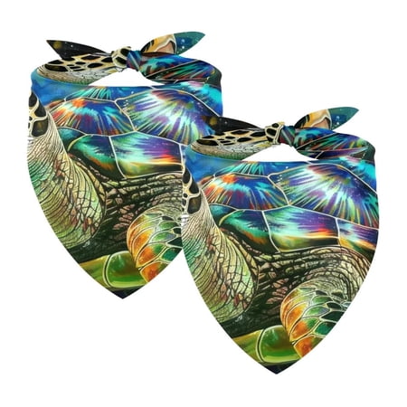 PhooArto Sea Turtle Ocean Dog Bandanas 2 Pack Soft Washable Pet Scarf Triangle for Large Dogs Puppies and Cats