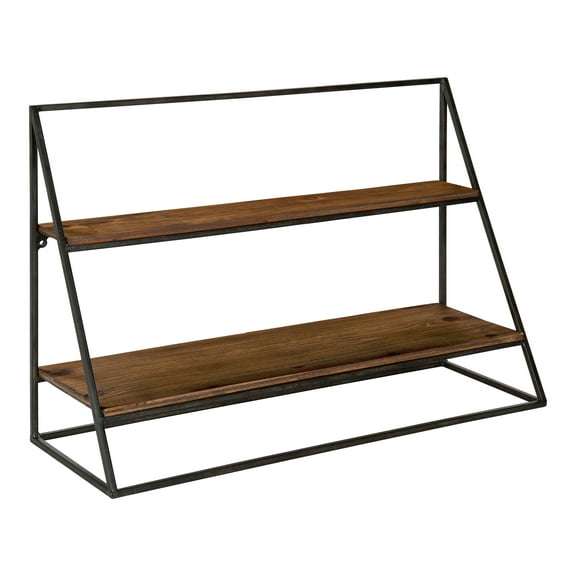Kate and Laurel Lander Rustic Hanging Wall Shelf, Brown 24x8x16