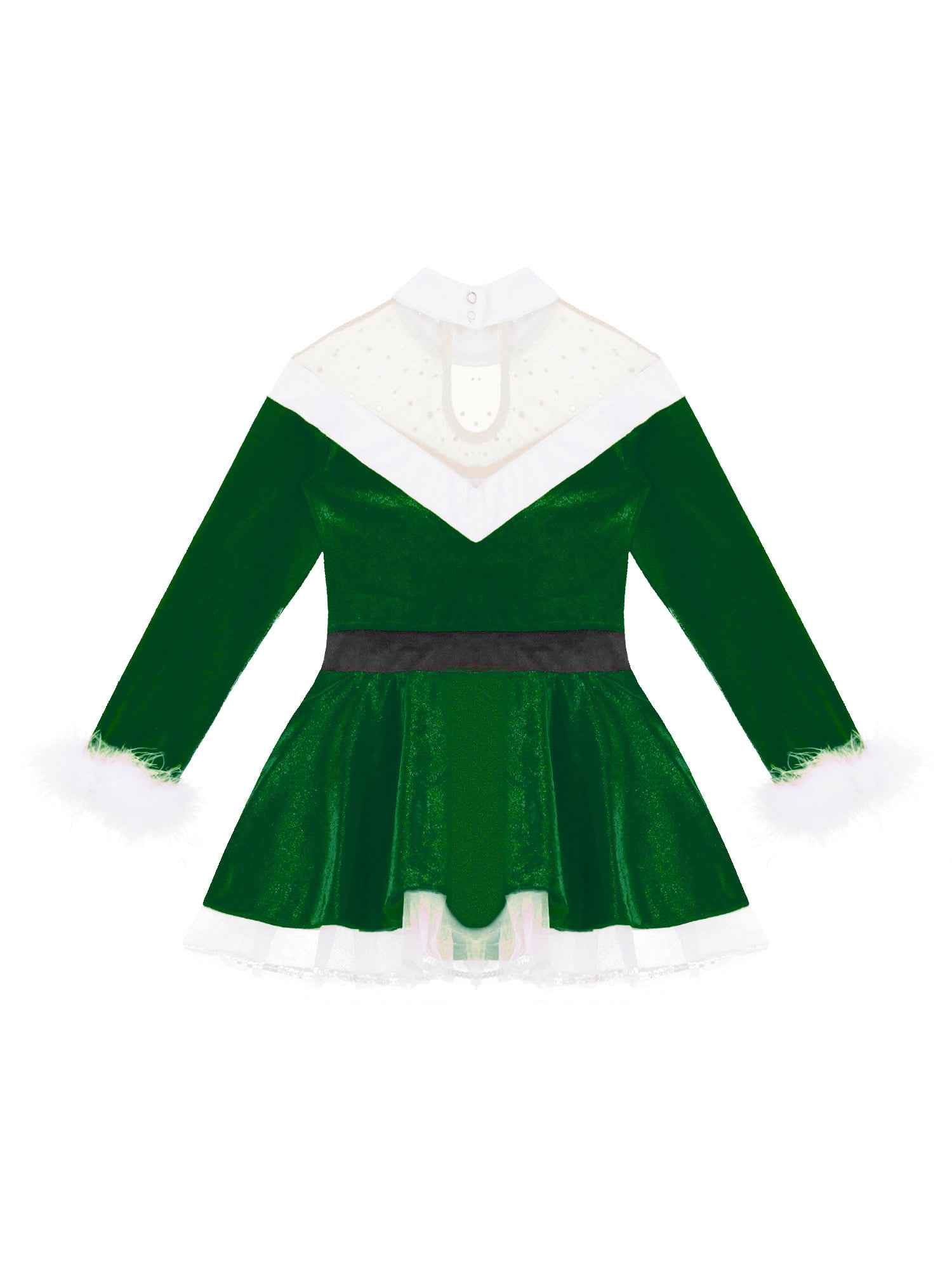inhzoy Kids Girls Figure Skating Dance Dress Leotard Miss Santa Claus Dress-Up  Green 10 - Walmart.com