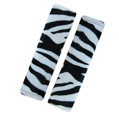 Set of Two Seat Belt Pads: - Zebra White