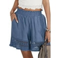 thumbnail image 6 of STARVNC Women Hollow Out Ruffle High Waisted Smocked Pocket Shorts, 6 of 7