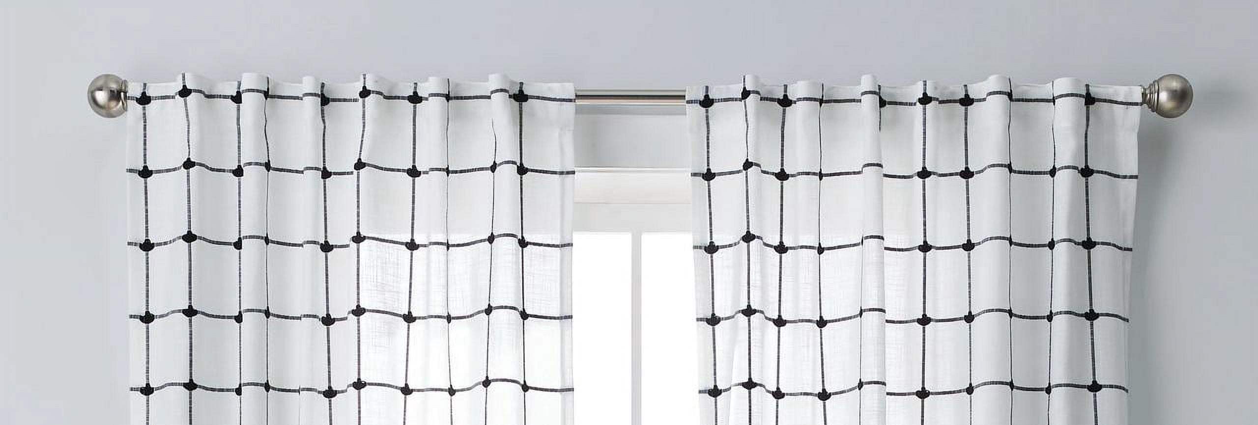Better Homes & Gardens Windowpane Light Filtering Curtain Panel, 1 Panel, Black and White, 50" W x 84" L