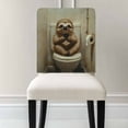 thumbnail image 3 of Funny Animal Chair Covers Set of 6 Sloth Sitting on Toilet Chair Back Covers Stretch Removable Washable Slipcovers Protector for Dining Room Kitchen Party Decor, 3 of 5