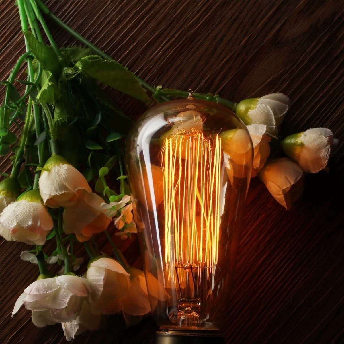 FEFEFW-Vintage Edison Light Bulbs - 2 Pack, 40W ST58 Vintage Squirrel Cage Filament, E26/E27 Base, Antique Incandescent Bulbs for Home Light Fixtures, 110V-130V