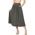 thumbnail image 5 of Niobe Clothing Womens Mid Calf Pleated Midi Swing Skirt High Waist A-Line, 5 of 7