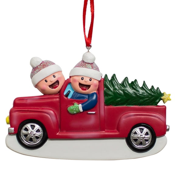 Family Truck Couple Round Disc Ornament