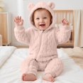 thumbnail image 2 of Toddler Kids Winter Clothes,Cute Warm Solid Color Long Sleeved Zipper Hooded Jumpsuit Rompers,Kids Essentials, 2 of 10