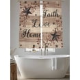 thumbnail image 5 of Farmhouse Star Brown Sheer Curtains 72 Inch Length 2 Panels Set Window Treatments, Retro Branches Berry Wooden Grain Rod Pocket Semi Curtains for Living Room/Bedroom/Kitchen Décor, 104"W x 72"L, 5 of 7