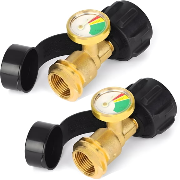 HIBIBUD Propane Tank Gauge Level Indicator,2 Pack Propane Gas Gauge for Lp Propane Tank 5Lb-40Lb with Qcc1/Type,Leak Detector for Bbq Gas Grill,Rv Camper Accessories,Heater,Propane Application