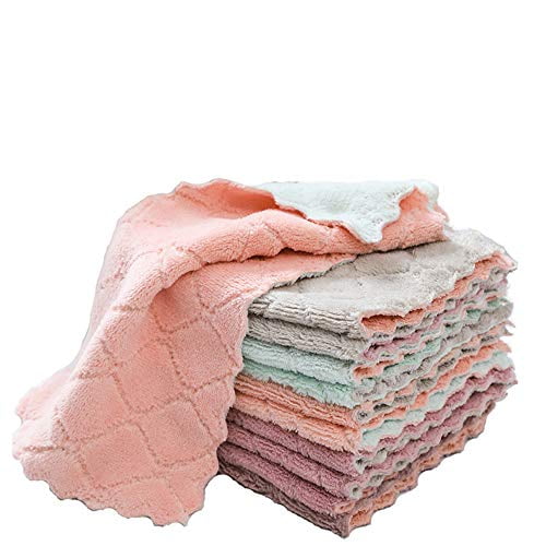 Cumuo 10 Piece Kitchen Towel Dishcloth Kitchen Towels And Dishcloths Sets High Absorption Coral Fleece Dishcloth Non Stick Pan Oil Wash Quick Drying Mixed Color Walmart Com Walmart Com