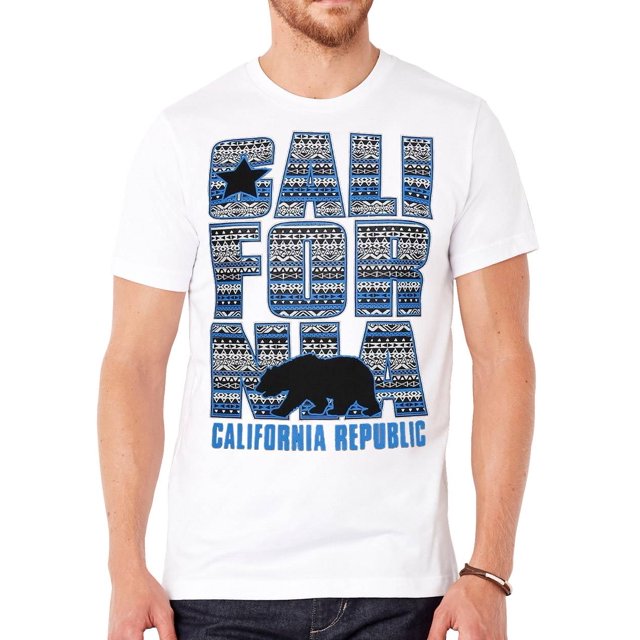 Camiseta de patrón azul de la República de California de los hombres - Blanco - 2x-grande Gravity Trading Camiseta de manga corta