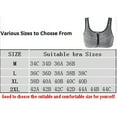 thumbnail image 2 of Women Zip Front Closure Sports Bra Medium Impact Push Up Wirefree Yoga Bras Workout Gym Bra Top, Gray, L, 2 of 7