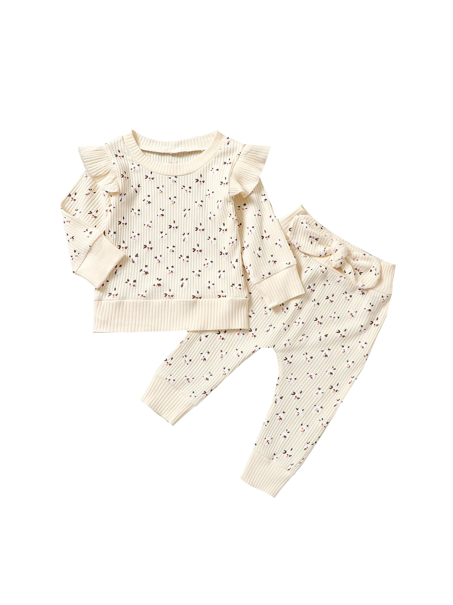 Outfits for Toddler Girls Clothes Set Floral Braces Chest Wrap Tops and Bowknot Long Pants 