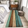 thumbnail image 5 of Runner Rugs 2x6 Ft, Teal Turquoise Wooden Non Slip Area Rugs for Kitchen Bedroom Entryway, Rustic Retro Farmhouse Western Country Washable Carpet Runner Rug Floor Mats for Bedroom Home Decor, 5 of 9